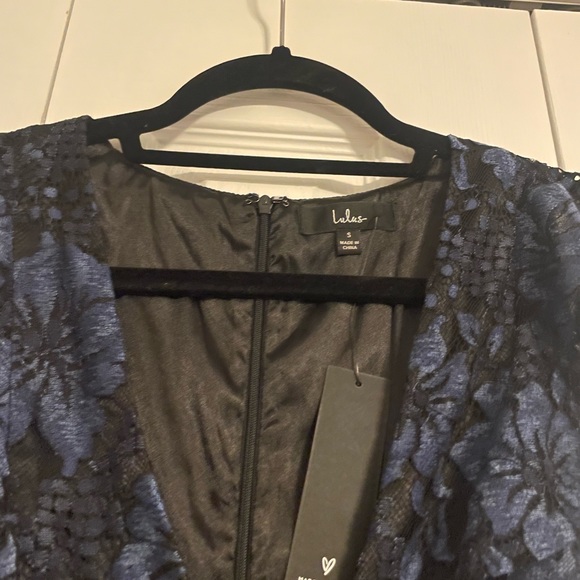 NWT Lulus Molinetto Navy Blue Lace Ruffled Tiered Sleeveless Maxi Dress - Picture 7 of 10